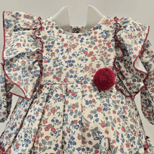 Vestido flores fucsia volante Juliana Invierno