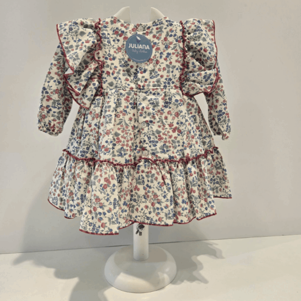 Vestido flores fucsia volante Juliana Invierno