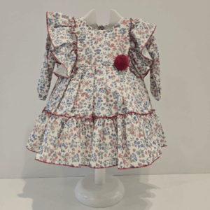 Vestido flores fucsia volante Juliana Invierno