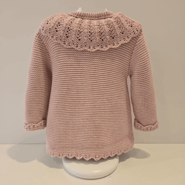 Abrigo punto rosa palo alegría Paz Rodríguez invierno