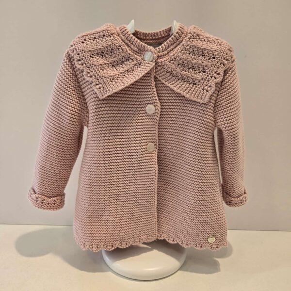 Abrigo punto rosa palo alegría Paz Rodríguez invierno