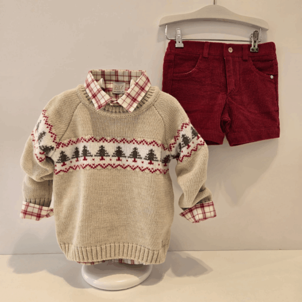 Camisa niño infantil y bebé cuadro acebo Paz Rodríguez invierno - Imagen 4