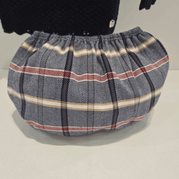 Conjunto braga punto tela cuadros azul oso Juliana invierno