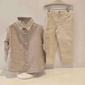Conjunto cuadros camisa pantalón setitas Paz Rodríguez invierno