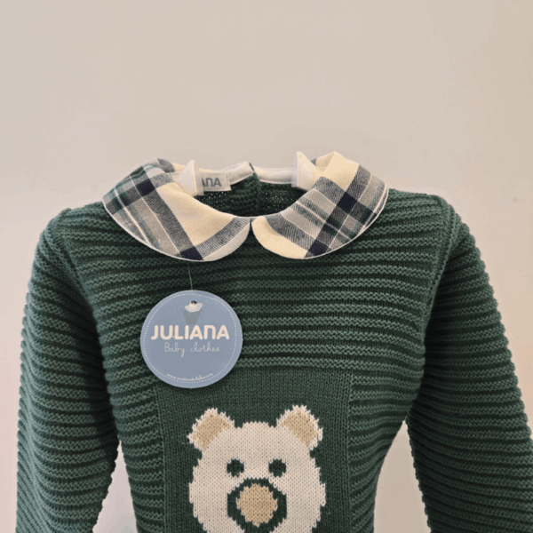 Conjunto niño pantalón jersey oso verde Juliana invierno - Imagen 2