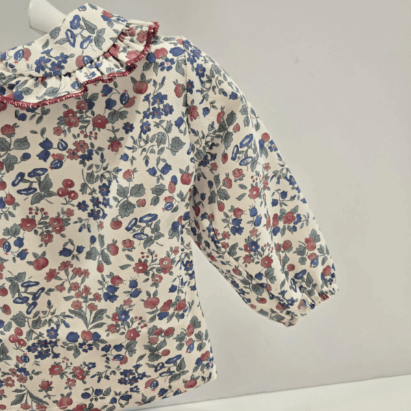 Peto punto camisa recogidas niña flores Juliana invierno
