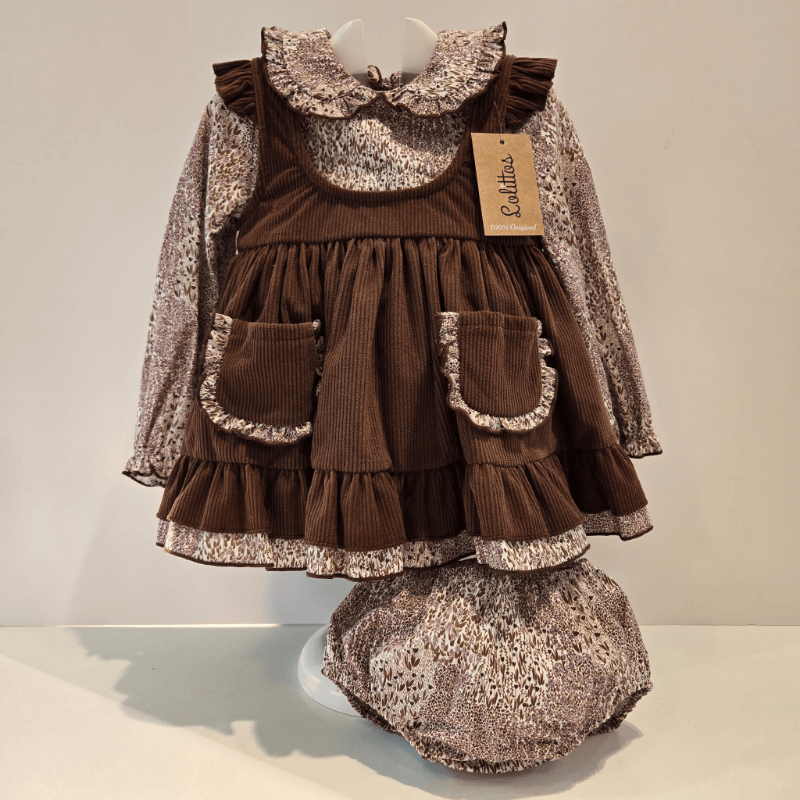 Jesusito marrón pana y tela estampada erizo Lolittos invierno - Imagen 6