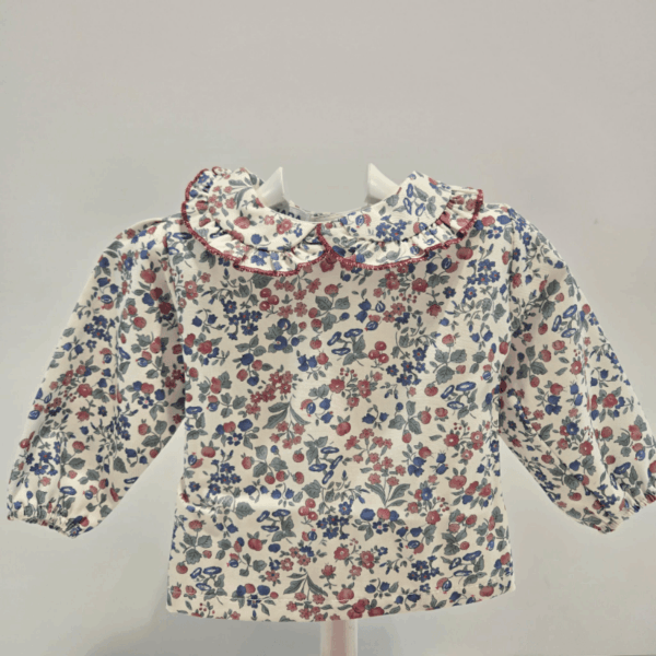 Peto punto camisa recogidas niña flores Juliana invierno - Imagen 5