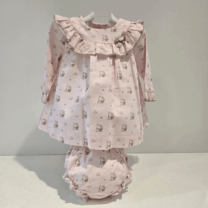 Vestido rosa estampado pascua Paz Rodríguez invierno
