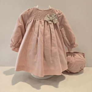 Vestido rosa palo nido abeja pascua Paz Rodríguez invierno