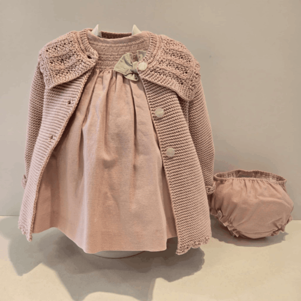 Vestido rosa palo nido abeja pascua Paz Rodríguez invierno - Imagen 5