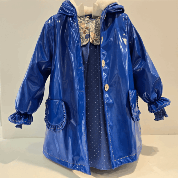 Parka capucha charol azul/camel La Martinica invierno 26