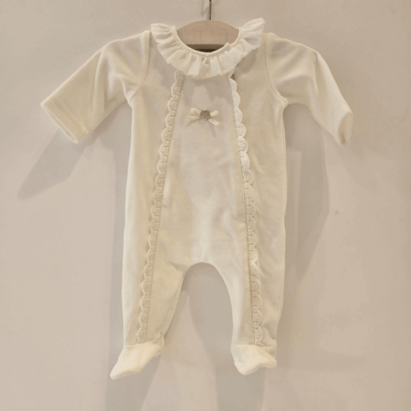 Pelele tundosado puntilla vertical rosa o beige invierno