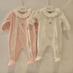 Pelele tundosado puntilla vertical rosa o beige invierno