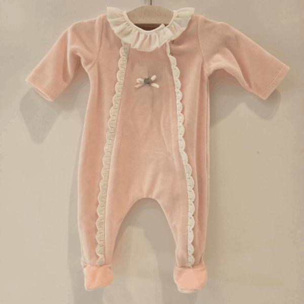 Pelele tundosado puntilla vertical rosa o beige invierno - Imagen 6