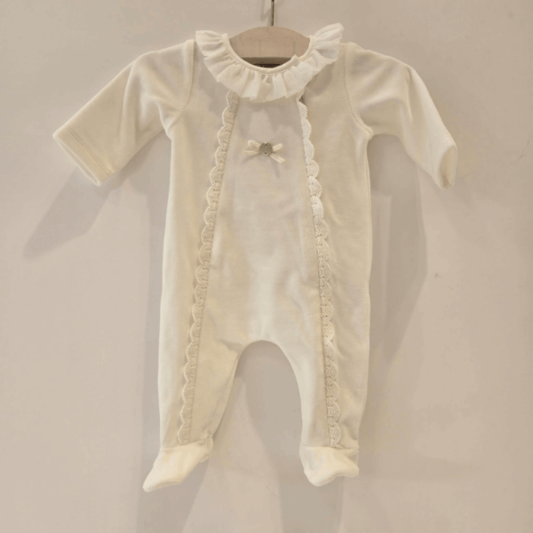Pelele tundosado puntilla vertical rosa o beige invierno