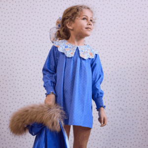 Vestido Azul cuello estampado children chocolate Invierno 26
