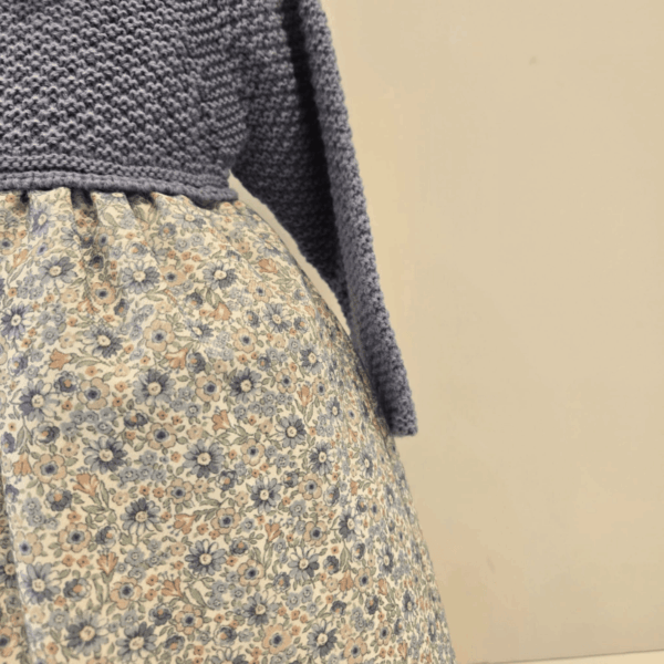 Vestido punto y tela estampada lacito Pangasa invierno