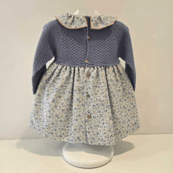 Vestido punto y tela estampada lacito Pangasa invierno