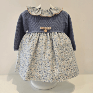 Vestido punto y tela estampada lacito Pangasa invierno