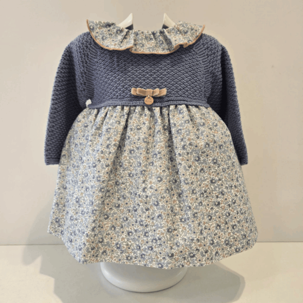 Vestido punto y tela estampada lacito Pangasa invierno