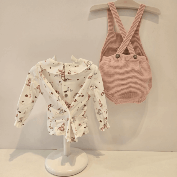 Conjunto peto rosa camisa estampada bambi Pangasa invierno