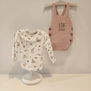 Conjunto peto rosa camisa estampada bambi Pangasa invierno