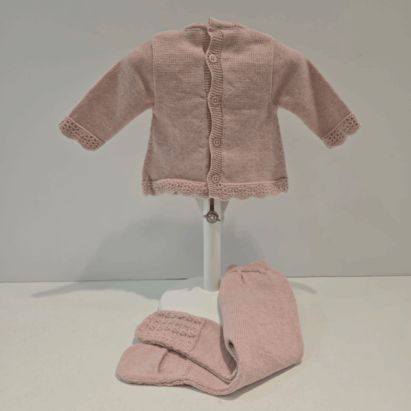 Conjunto rosa jersey y polaina puntillas Paz Rodríguez invierno