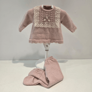 Conjunto rosa jersey y polaina puntillas Paz Rodríguez invierno
