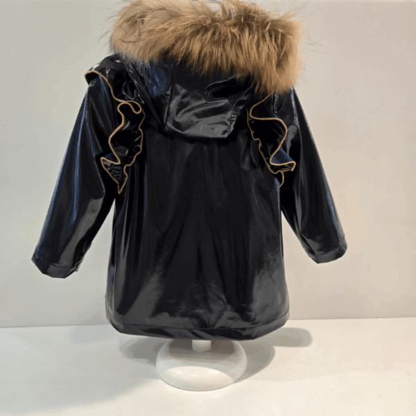Parka negro/camel pelo charol volantes La Martinica invierno 26