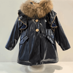 Parka negro/camel pelo charol volantes La Martinica invierno 26