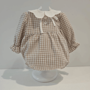 Pelele corto cuadros cuello bebé Paz Rodríguez otoño invierno