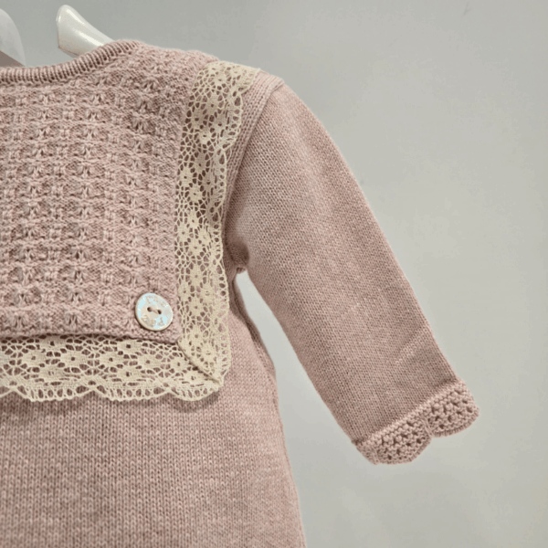 Pelele rosa corto puntilla Pascua Paz Rodríguez otoño invierno