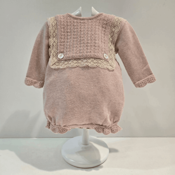 Pelele rosa corto puntilla Pascua Paz Rodríguez otoño invierno