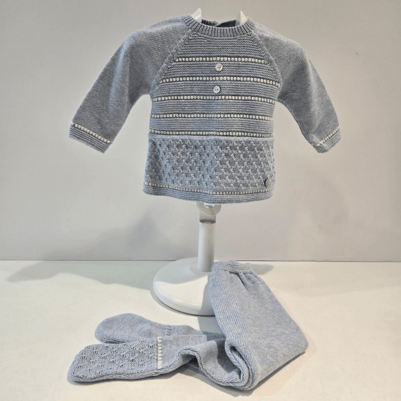Conjunto niño jubón y polaina azul Paz Rodríguez invierno
