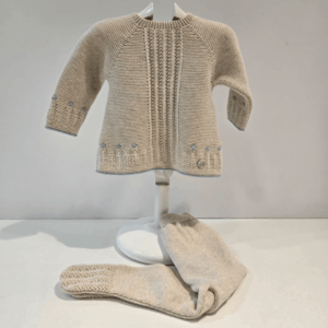 Jubón con polaina niño avena/rosa tiza Paz Rodríguez invierno