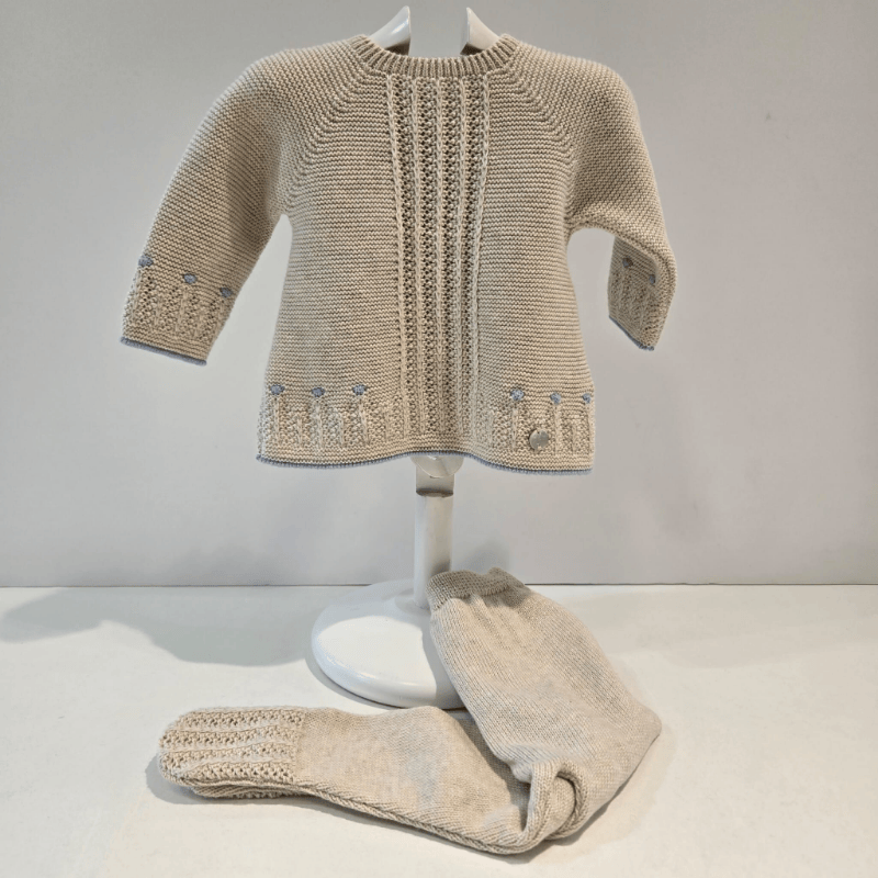 Jubón con polaina niño avena/rosa tiza Paz Rodríguez invierno