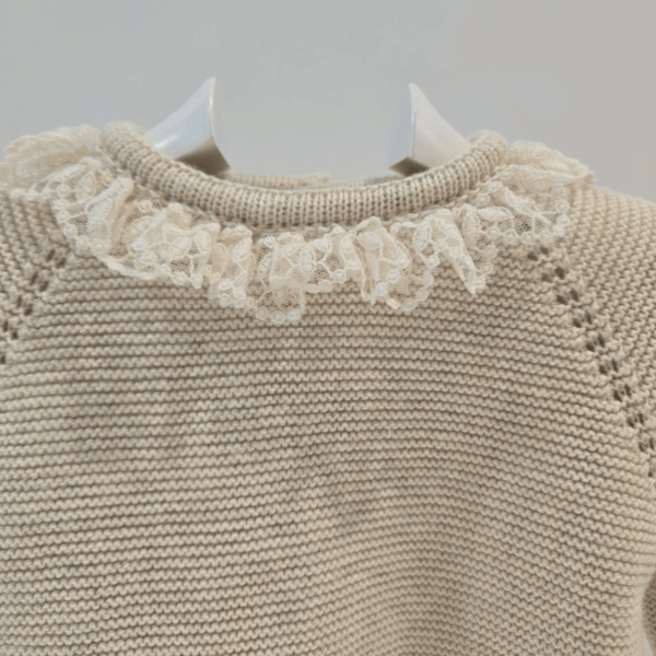 Jubón mas polaina color avena/rosa tiza Paz Rodríguez invierno