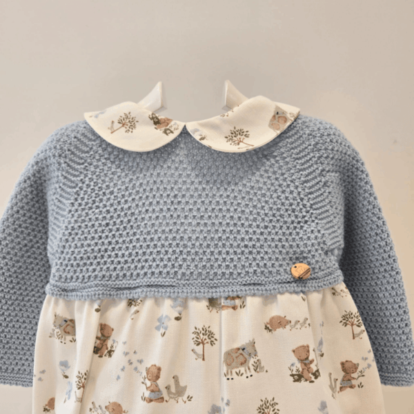 Pelele cuerpo punto azul falda animalitos Pangasa invierno