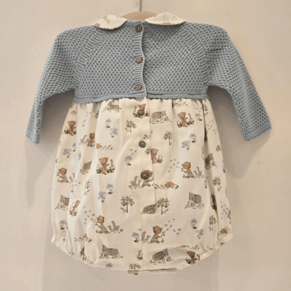 Pelele cuerpo punto azul falda animalitos Pangasa invierno