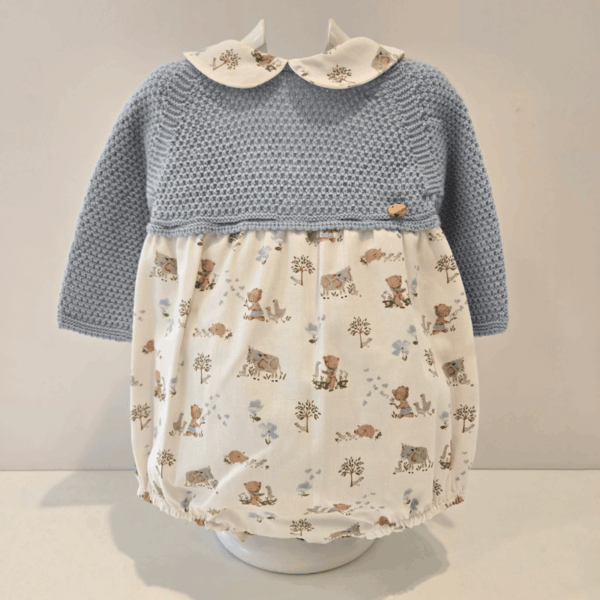 Pelele cuerpo punto azul falda animalitos Pangasa invierno