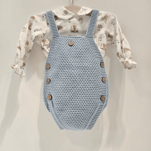 Peto azul y camisa estampada animalitos Pangasa invierno