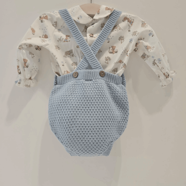 Peto azul y camisa estampada animalitos Pangasa invierno