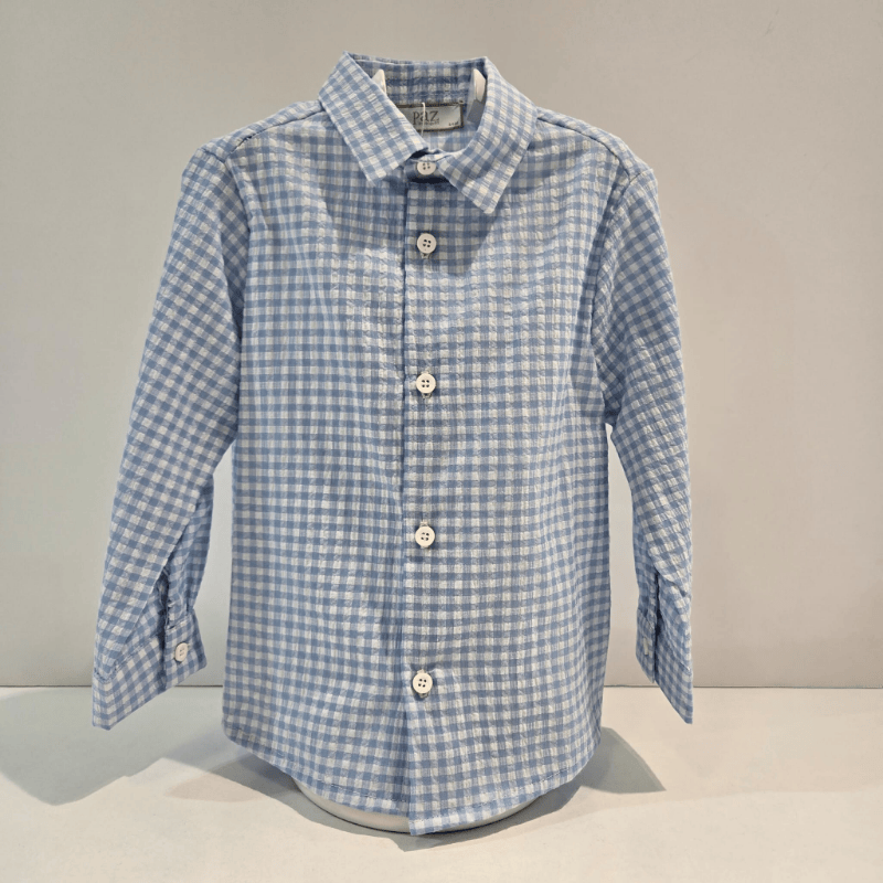 Conjunto camisa cuadros y bermuda blanca niño Paz verano
