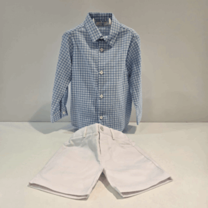 Conjunto camisa cuadros y bermuda blanca niño Paz verano