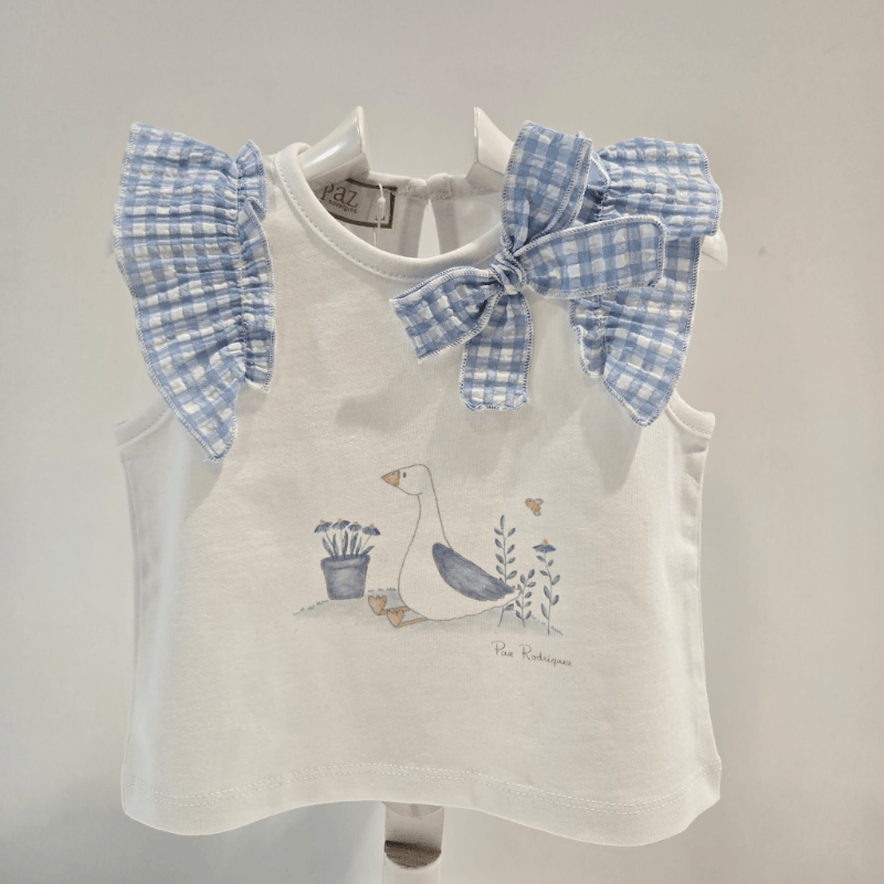 Conjunto niña camisa lazo anade y braguita cuadros Paz verano