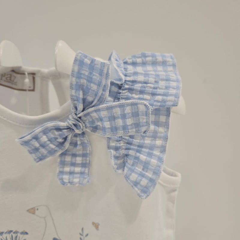 Conjunto niña camisa lazo anade y braguita cuadros Paz verano