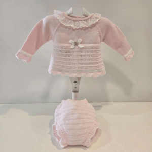 Jubón con braguita rosa tiza blanco niña Paz verano