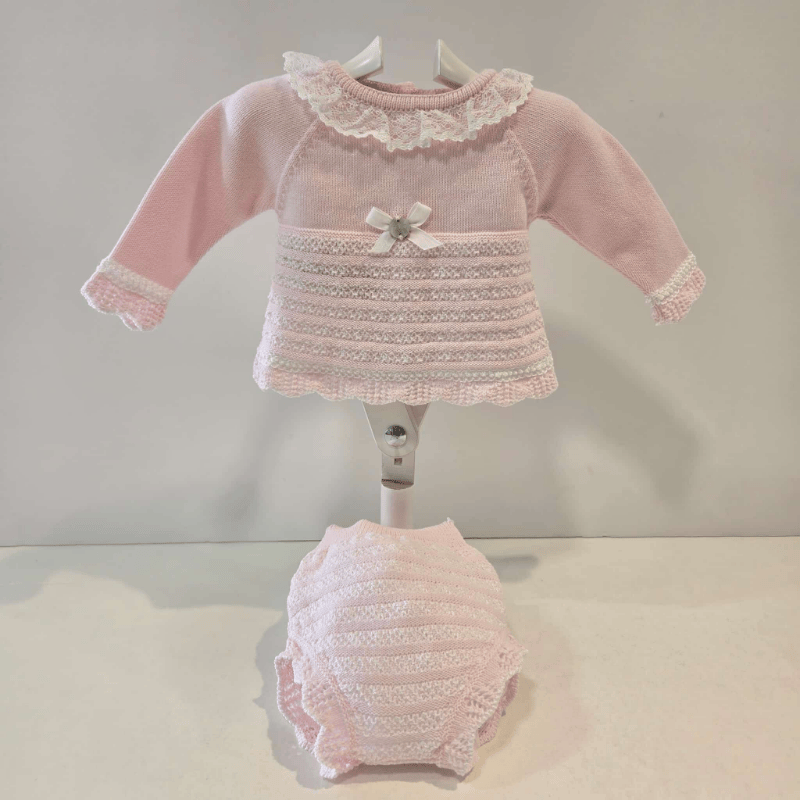 Jubón con braguita rosa tiza blanco niña Paz verano