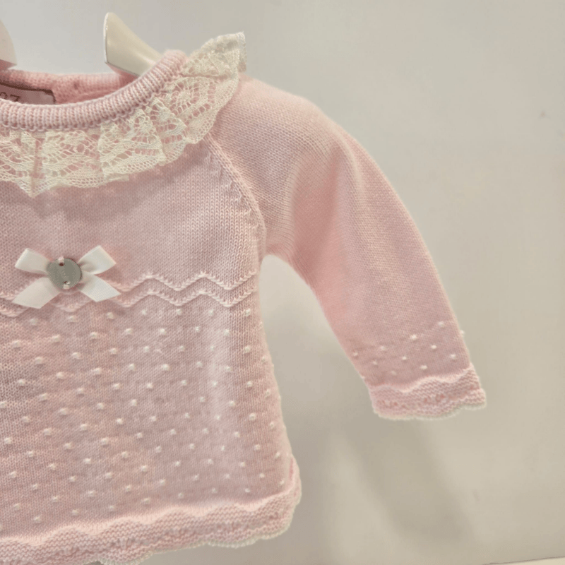 Jubón con polaina rosa tiza colección puntilla primavera verano